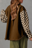 Casual Plaid Patchwork Contrast Turndown Collar Outerwear