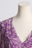 Sweet Elegant Floral Fold V Neck Printed Dress Dresses