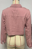 Casual Simplicity Solid Make Old Turndown Collar Outerwear