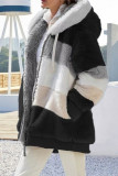 Casual Color Block Contrast Hooded Collar Outerwear