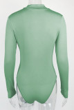 Sexy Simplicity Solid Zipper Half A Turtleneck Skinny Bodysuits