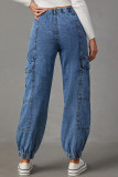 Casual Street Solid Pocket Denim Jeans