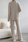 Casual Daily Solid V Neck Long Sleeve Two Pieces