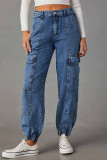 Casual Street Solid Pocket Denim Jeans