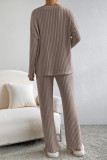 Casual Daily Solid V Neck Long Sleeve Two Pieces