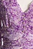 Sweet Elegant Floral Fold V Neck Printed Dress Dresses