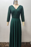 Elegant Formal Solid Sequins V Neck Evening Dress Dresses