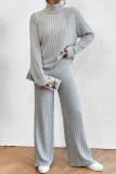 Casual Simplicity Solid Turtleneck Long Sleeve Two Pieces