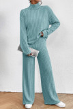 Casual Simplicity Solid Turtleneck Long Sleeve Two Pieces
