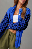 Casual Plaid Patchwork Contrast Turndown Collar Outerwear
