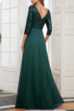 Elegant Formal Solid Sequins V Neck Evening Dress Dresses
