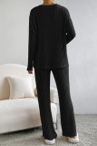 Casual Daily Solid V Neck Long Sleeve Two Pieces