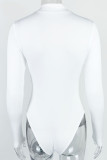 Sexy Simplicity Solid Zipper Half A Turtleneck Skinny Bodysuits