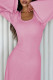 Elegant Solid Frenulum U Neck One Step Skirt Dresses