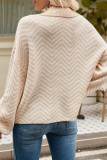 Casual Geometric Buttons Weave Turndown Collar Tops
