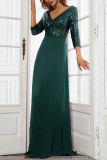 Elegant Formal Solid Sequins V Neck Evening Dress Dresses