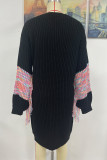 Sweet Elegant Color Block Tassel Weave V Neck Outerwear