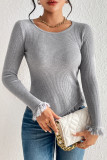 Casual Simplicity Solid Tassel O Neck Tops