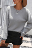 Elegant Solid Lace Hollowed Out O Neck Tops