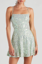 Sexy Party Solid Sequins Backless Halter Sling Dress Dresses