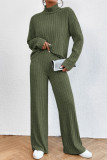 Casual Simplicity Solid Turtleneck Long Sleeve Two Pieces