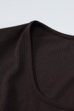 Elegant Solid Frenulum U Neck One Step Skirt Dresses