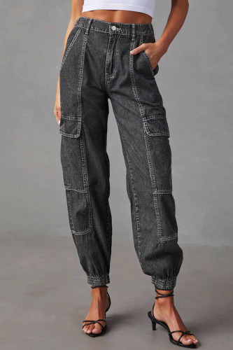 Casual Street Solid Pocket Denim Jeans