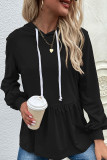 Casual Sportswear Solid Draw String Hooded Collar Tops