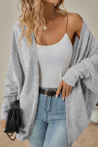 Casual Solid Fold Cardigan Collar Outerwear