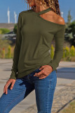 Casual Solid Asymmetrical O Neck Tops