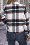 Casual College Plaid Pocket Contrast Turndown Collar Outerwear