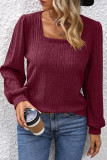 Casual Simplicity Solid Square Collar Tops