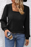 Casual Simplicity Solid Square Collar Tops
