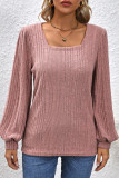 Casual Simplicity Solid Square Collar Tops