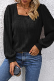 Casual Simplicity Solid Square Collar Tops