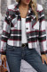 Casual College Plaid Pocket Contrast Turndown Collar Outerwear