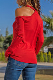 Casual Solid Asymmetrical O Neck Tops