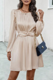 Sweet Elegant Solid Fold O Neck Pencil Skirt Dresses