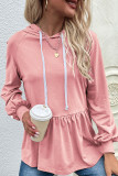 Casual Sportswear Solid Draw String Hooded Collar Tops