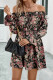 Sweet Elegant Floral Frenulum Off the Shoulder Printed Dress Dresses