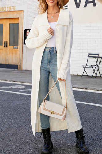 Casual Simplicity Solid Turndown Collar Outerwear