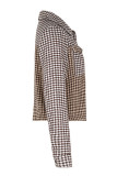 British Style College Plaid Pocket Turndown Collar Outerwear