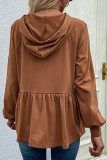 Casual Sportswear Solid Draw String Hooded Collar Tops