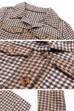 British Style College Plaid Pocket Turndown Collar Outerwear