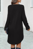 Casual Simplicity Solid Asymmetrical Zipper Zipper Collar Shirt Dress Dresses