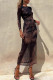 Casual Vintage Gradual Change Print See-through O Neck Long Sleeve Dresses
