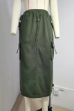 Casual Street Solid Draw String Pocket Loose Type A Patchwork Bottoms