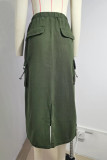 Casual Street Solid Draw String Pocket Loose Type A Patchwork Bottoms