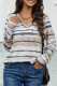 Casual Striped Contrast V Neck Tops