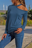 Casual Solid Asymmetrical O Neck Tops